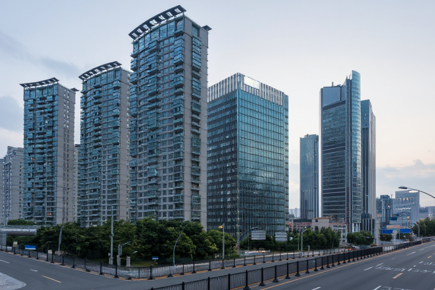 modern skyscrapers with glas
